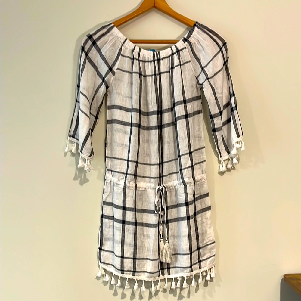 Blue Island Black and White Plaid‎ Mini Dress